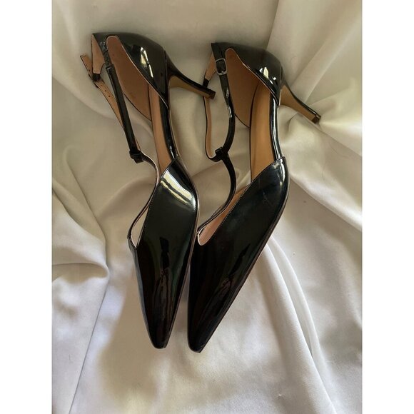 Womens Black Patent Leather Pointed Toe T-Strap Heels Size US 11 / EU 46 - Picture 3 of 6